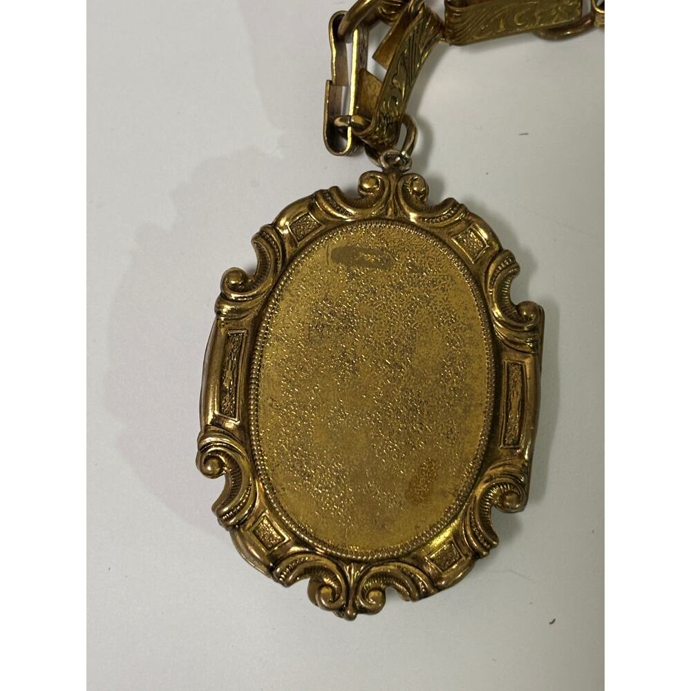 Vintage Antique Art Nouveau Pendant Necklace Book Chain - Picture 8 of 11